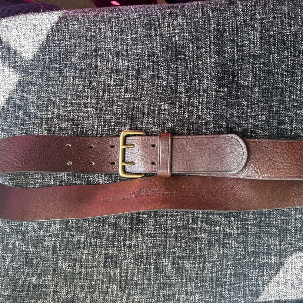 J. Crew Brown Leather Belt with Metallic Buckle